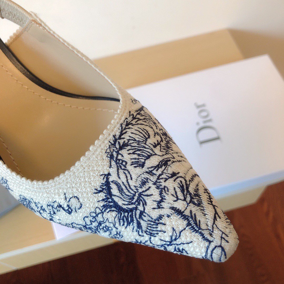 Dior J'Adior Slingback Pumps 65mm In Blue Toile de Jouy Cotton