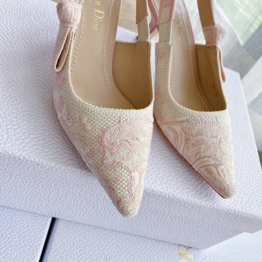 Dior J'Adior Slingback Pumps 65mm In Pink Toile de Jouy Cotton