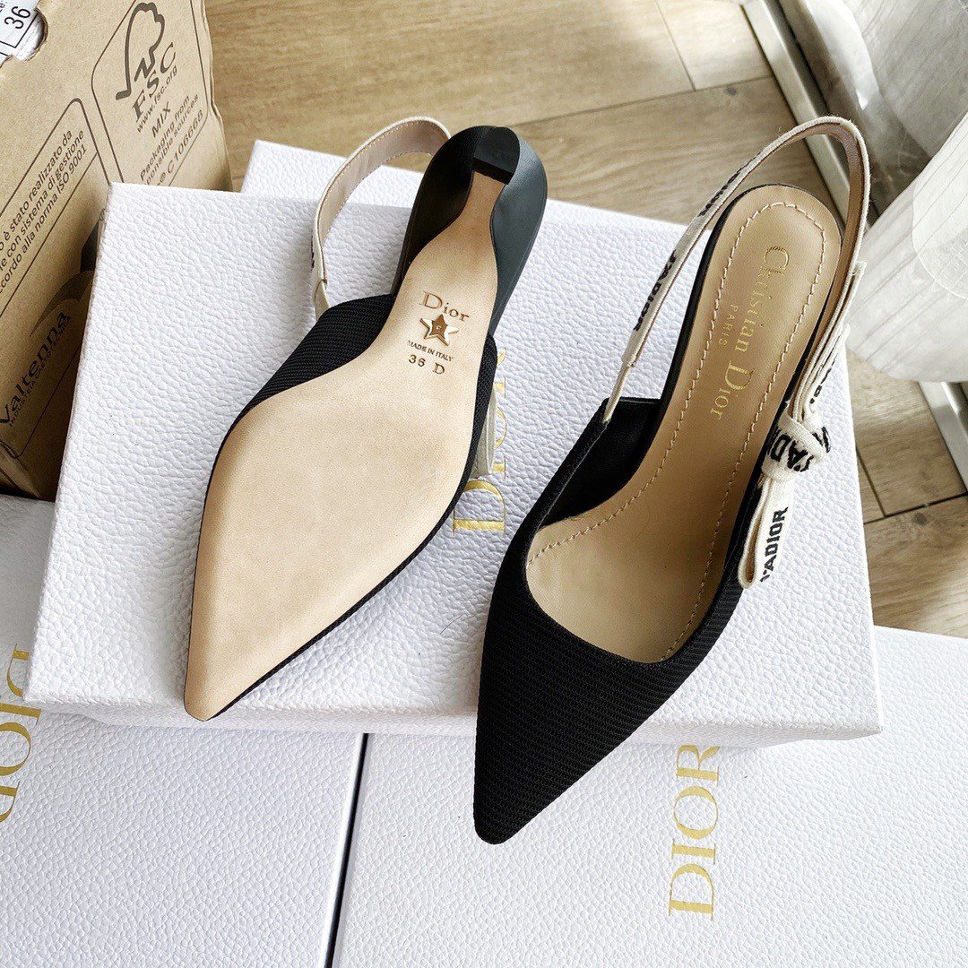 Dior J'Adior Slingback Pumps 65mm In Black Technical Fabric