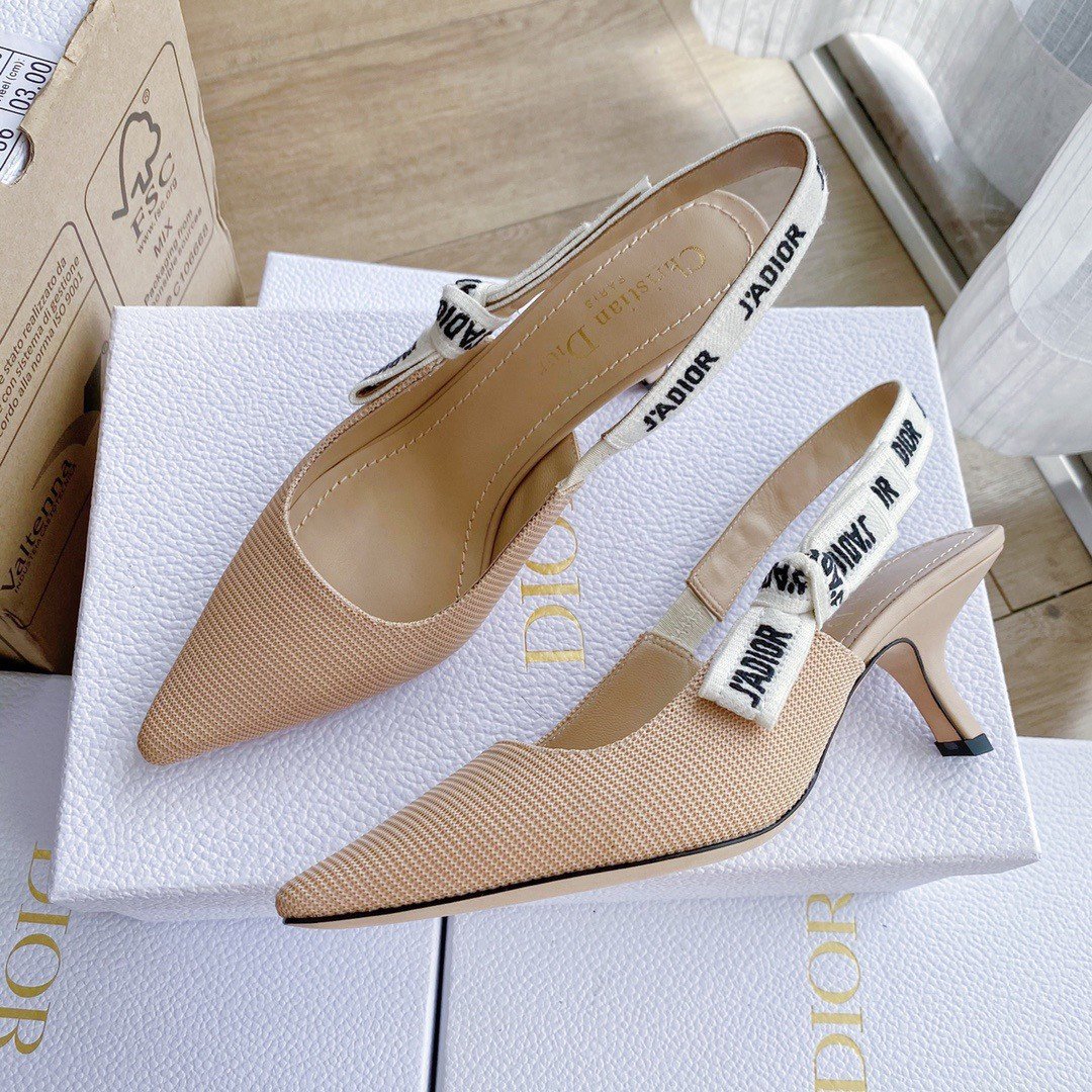 Dior J'Adior Slingback Pumps 65mm In Nude Technical Fabric