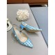 Dior J'Adior Slingback Pumps 65mm In Blue Houndstooth Embroidery