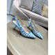 Dior J'Adior Slingback Pumps 65mm In Blue Houndstooth Embroidery