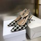 Dior J'Adior Slingback Pumps 65mm In Black Houndstooth Embroidery