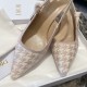 Dior J'Adior Slingback Pumps 65mm In Pink Houndstooth Embroidery