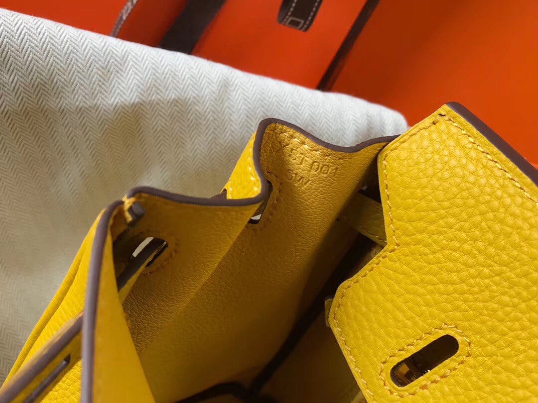 Hermes Birkin 25 Bag In Yellow Clemence Leather with GHW