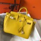 Hermes Birkin 25 Bag In Yellow Clemence Leather with GHW