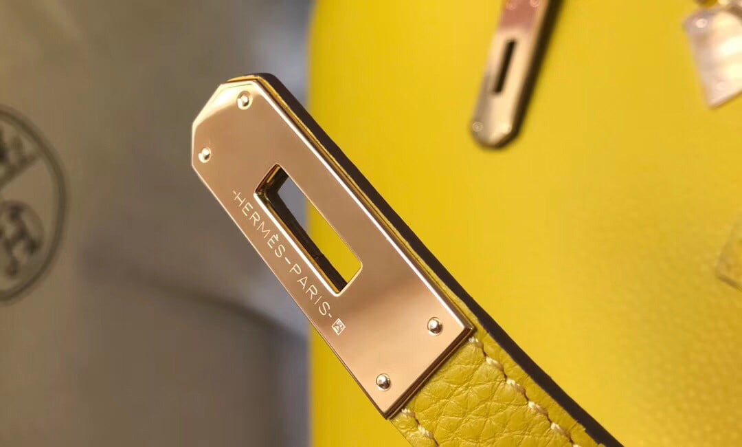 Hermes Birkin 25 Bag In Yellow Clemence Leather with GHW