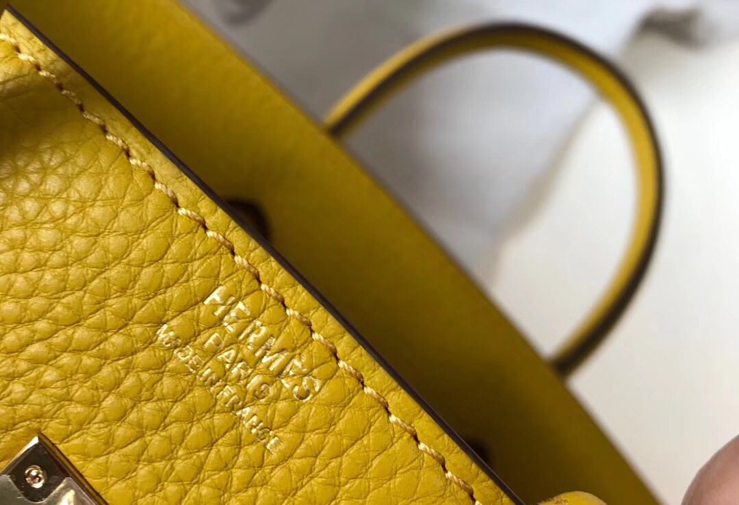 Hermes Birkin 25 Bag In Yellow Clemence Leather with GHW