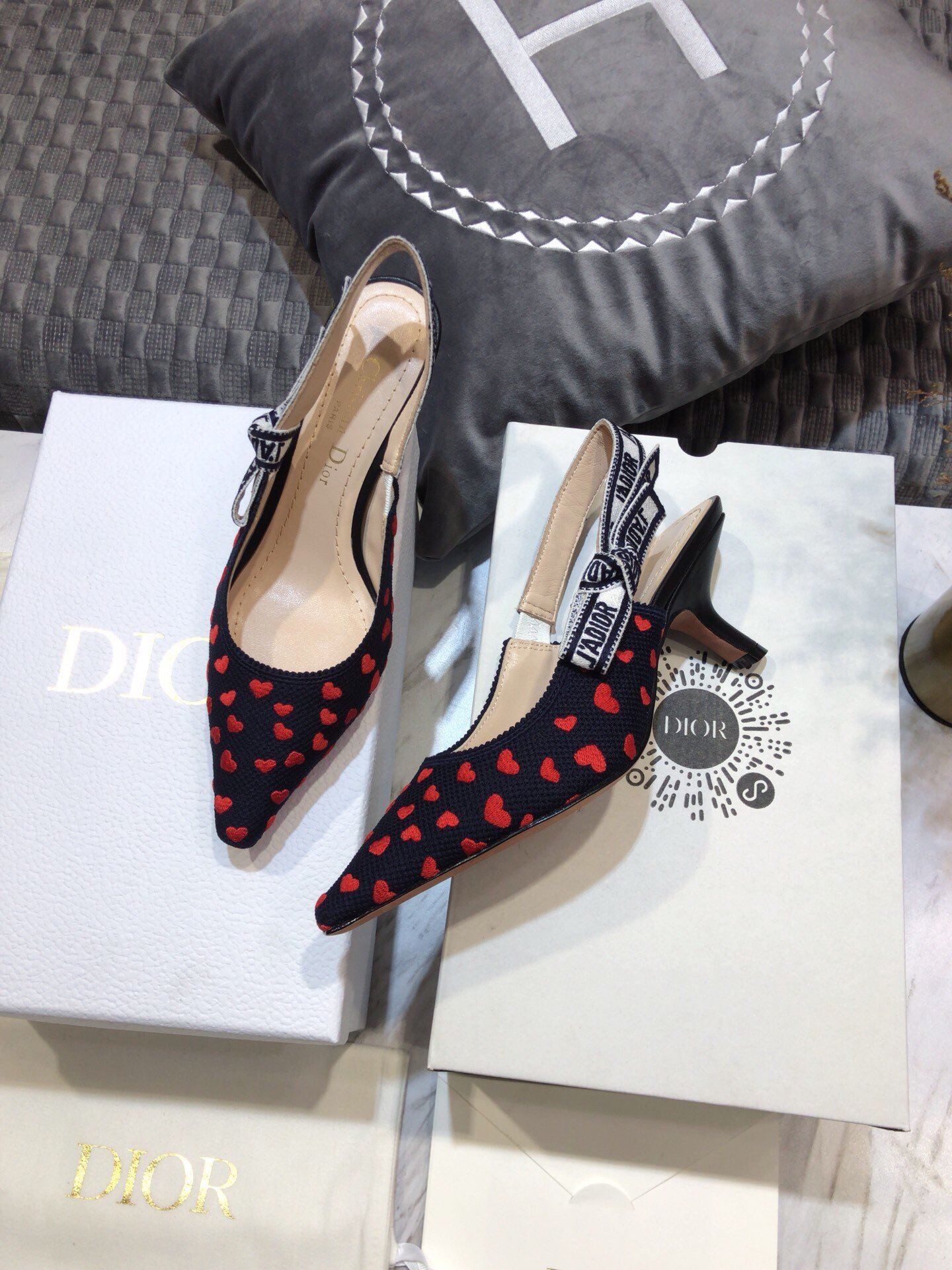 Dior J'Adior Slingback Pumps 65mm In Hearts I Love Cotton