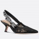 Dior J'Adior Slingback Pumps 65mm In Black Macrame Embroidered Cotton