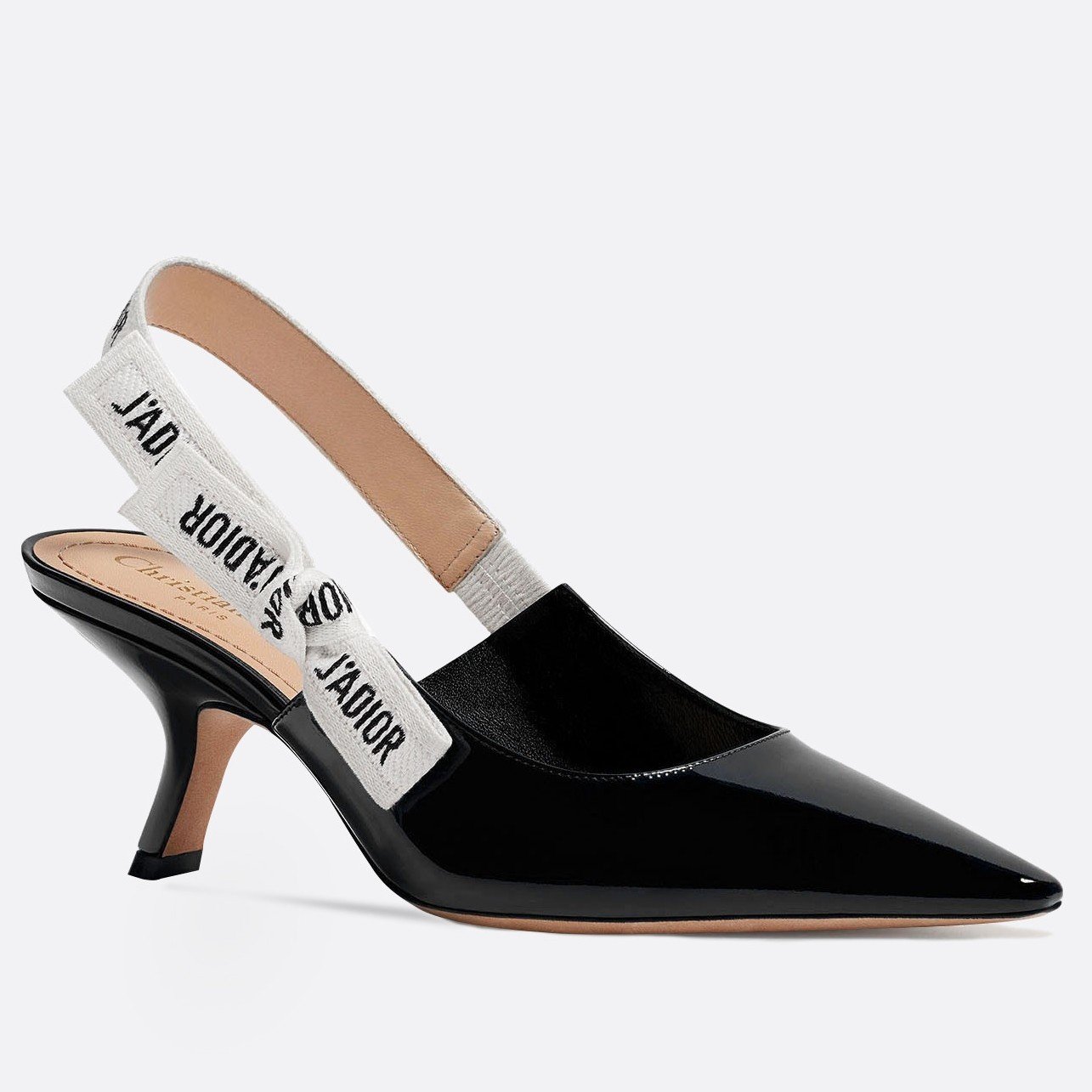 Dior J'Adior Slingback Pumps 65mm In Black Patent Calfskin