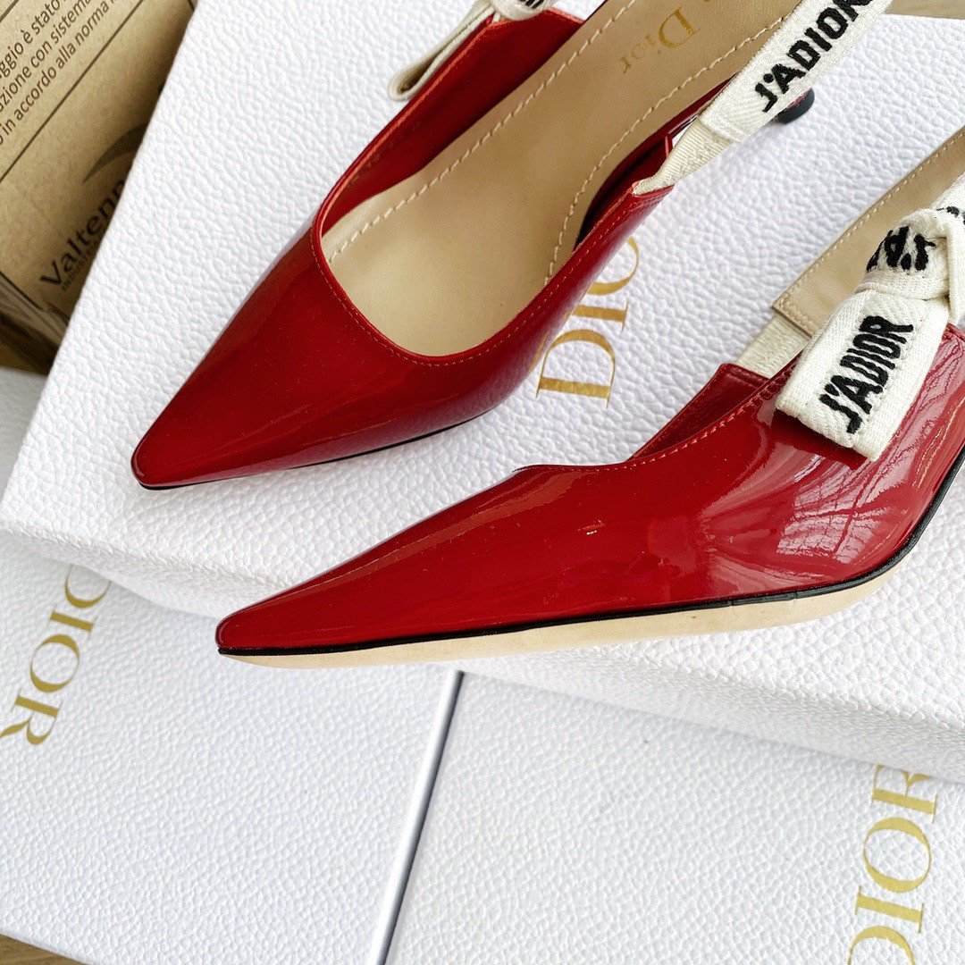 Dior J'Adior Slingback Pumps 65mm In Red Patent Calfskin