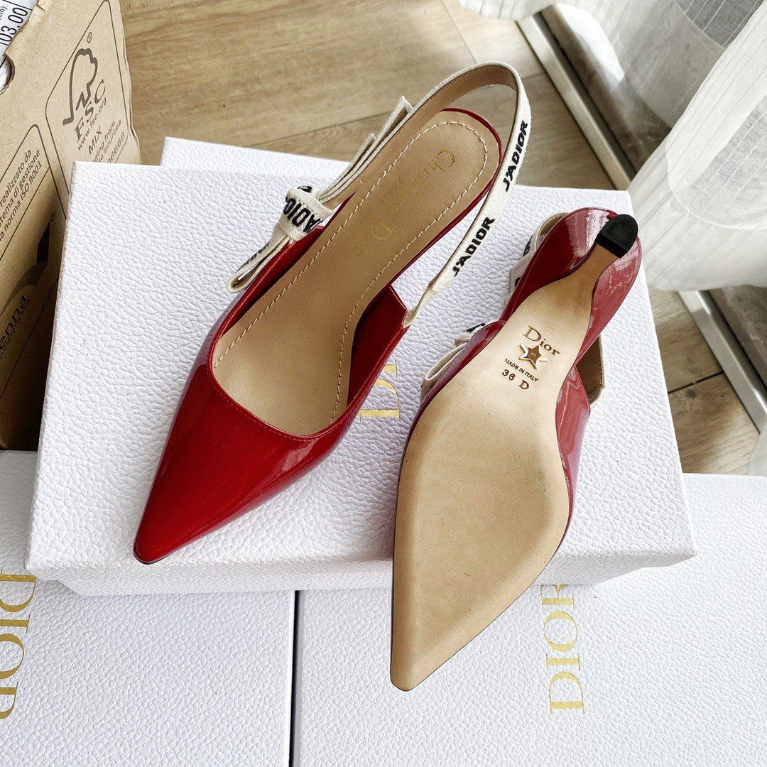 Dior J'Adior Slingback Pumps 65mm In Red Patent Calfskin