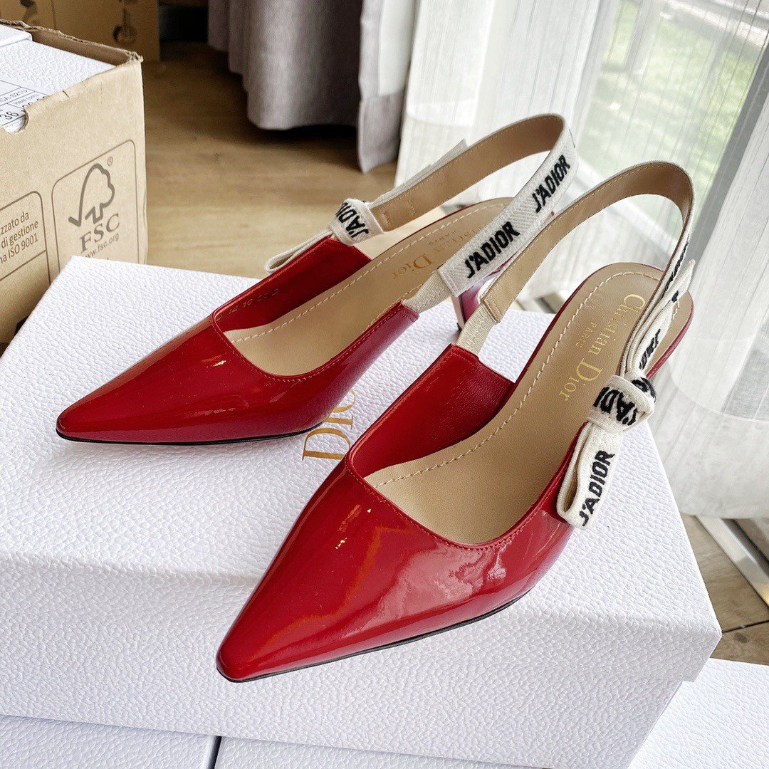 Dior J'Adior Slingback Pumps 65mm In Red Patent Calfskin