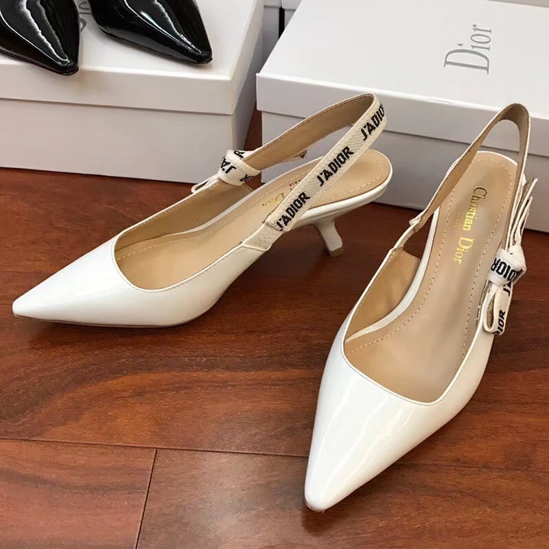 Dior J'Adior Slingback Pumps 65mm In White Patent Calfskin