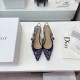 Dior J'Adior Slingback Pumps 65mm In Toile de Jouy Reverse Cotton