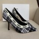 Dior J'Adior Pumps 100mm In Black and White Tartan Fabric