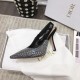 Dior J'Adior Slingback Pumps 100mm In Black Suede With Strass