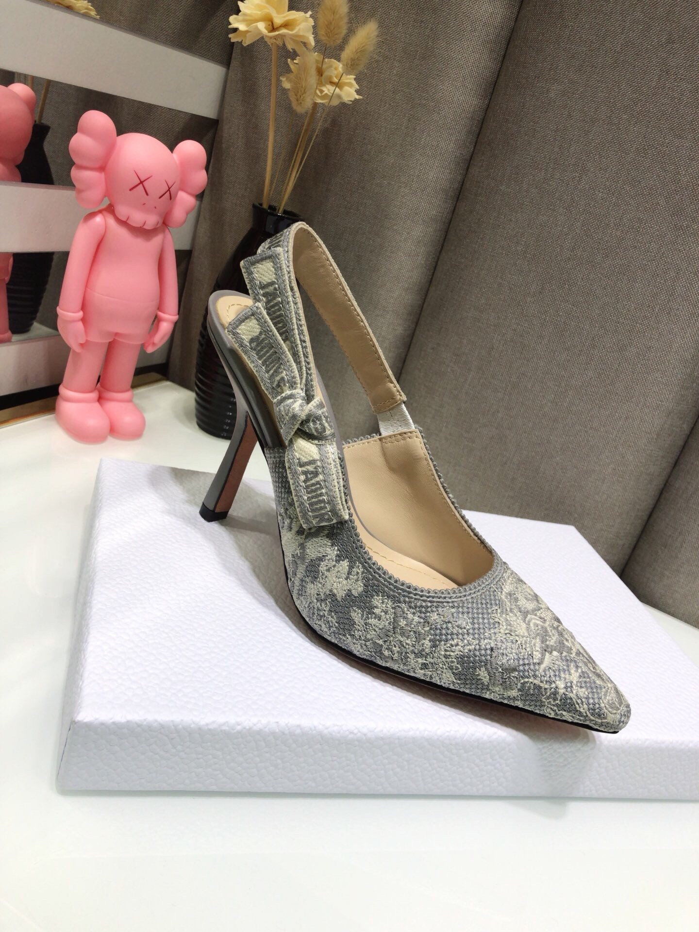 Dior J'Adior Slingback Pumps 100mm In Gray Toile de Jouy Reverse