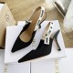 Dior J'Adior Slingback Pumps 100mm In Black Technical Fabric