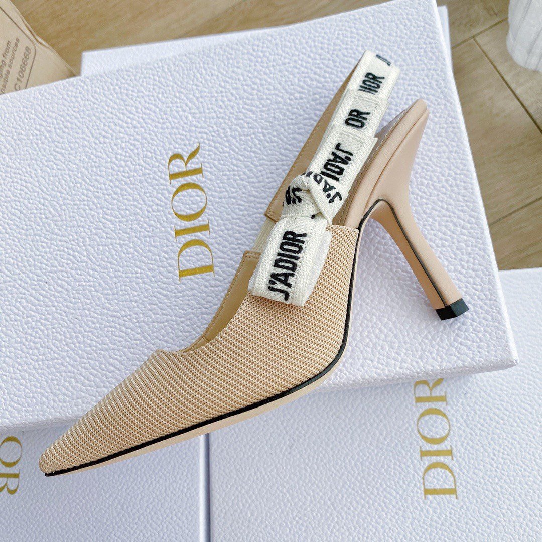 Dior J'Adior Slingback Pumps 100mm In NudeTechnical Fabric