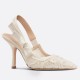 Dior J'Adior Slingback Pumps 100mm In White Macrame Cotton