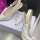 Dior J'Adior Slingback Pumps 100mm In White Macrame Cotton