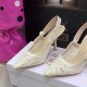 Dior J'Adior Slingback Pumps 100mm In White Macrame Cotton