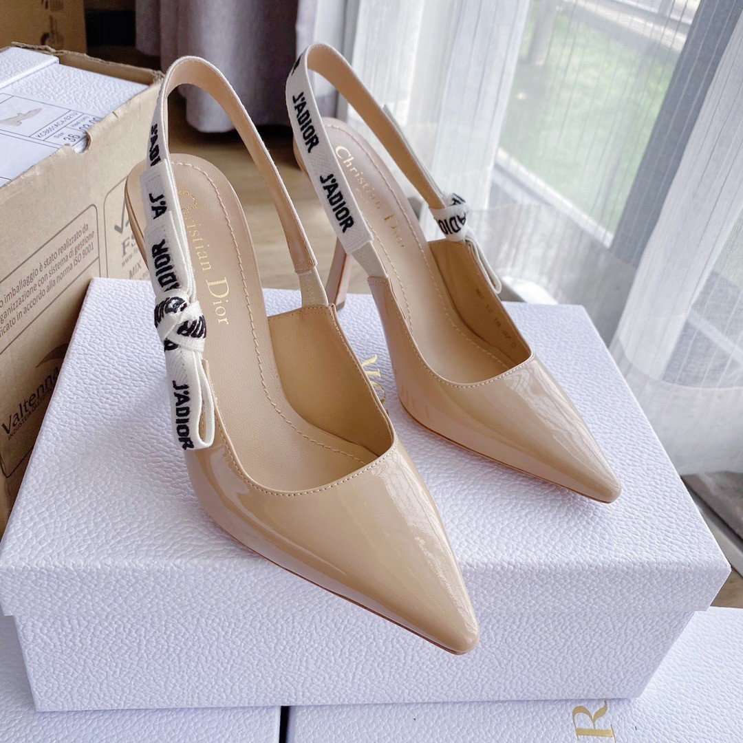 Dior J'Adior Slingback Pumps 100mm In Nude Patent Calfskin