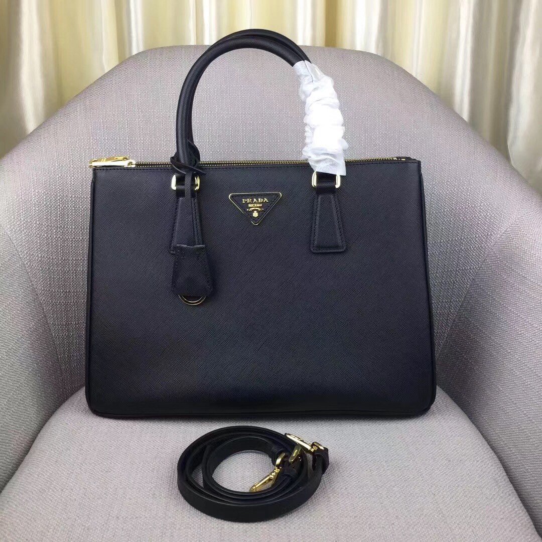 Prada Galleria Large Bag In Black Saffiano Leather