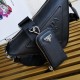 Prada Triangle Shoulder Bag In Black Calfskin