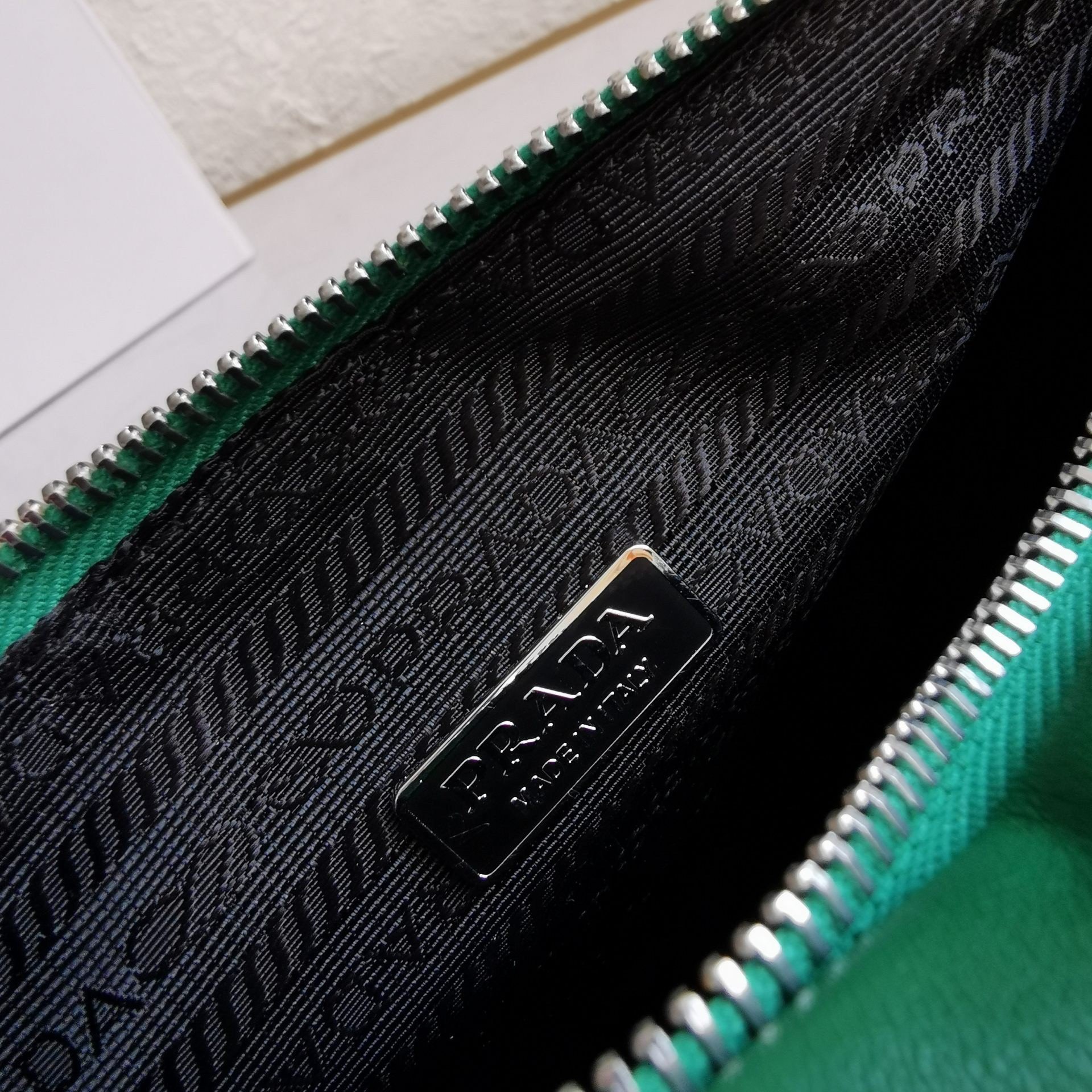 Prada Triangle Shoulder Bag In Green Calfskin