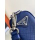 Prada Triangle Shoulder Bag In Blue Saffiano Leather