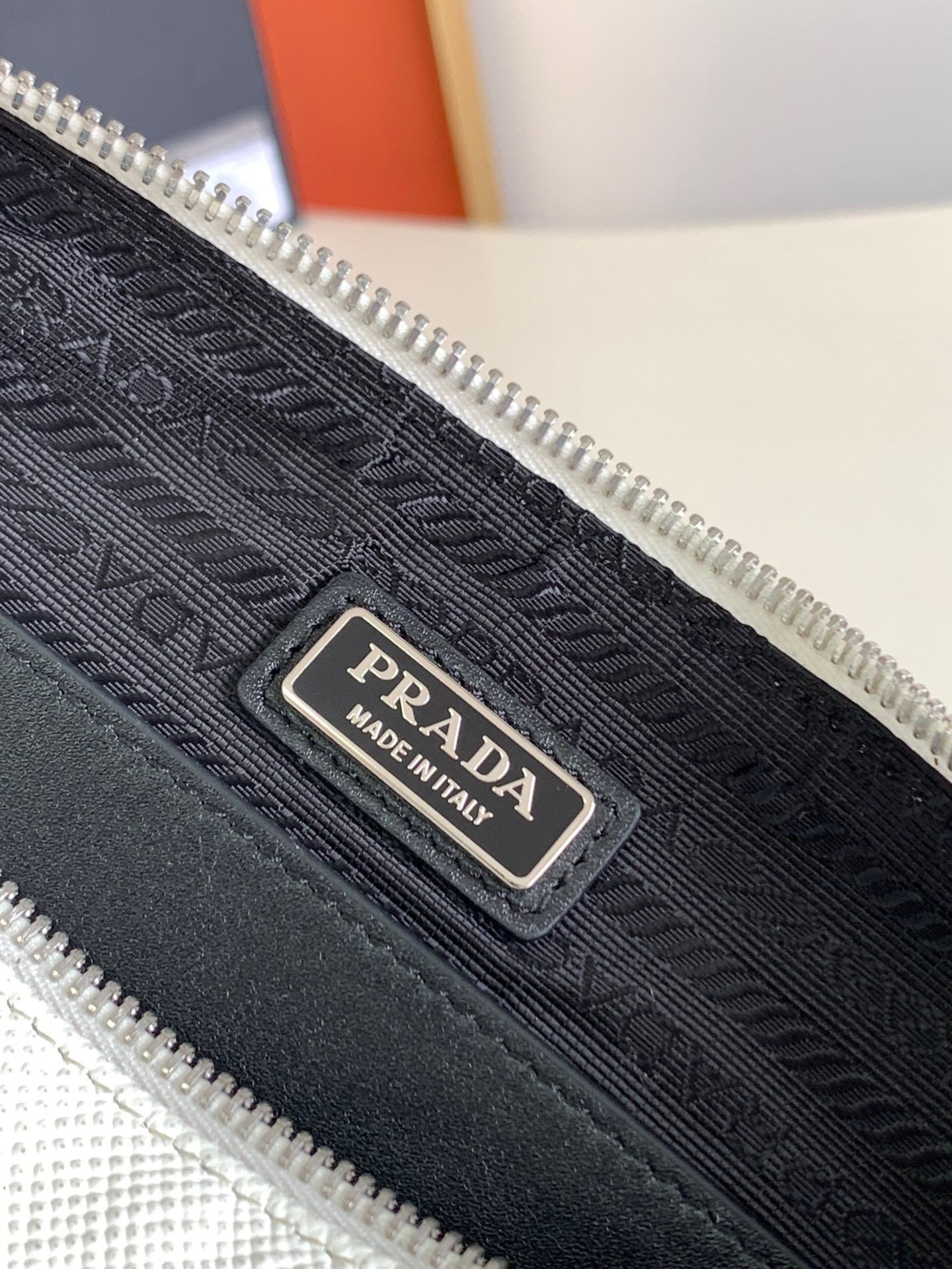 Prada Triangle Shoulder Bag In White Saffiano Leather