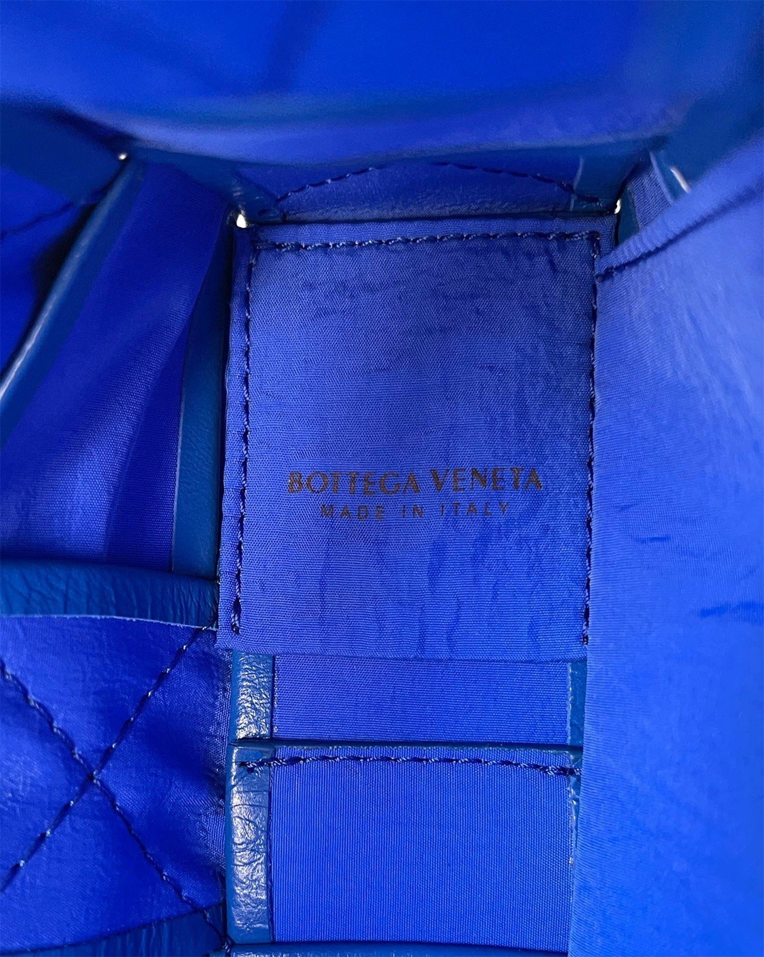 Bottega Veneta Cassette Bag In Cobalt Wrinkled Intreccio Calfskin