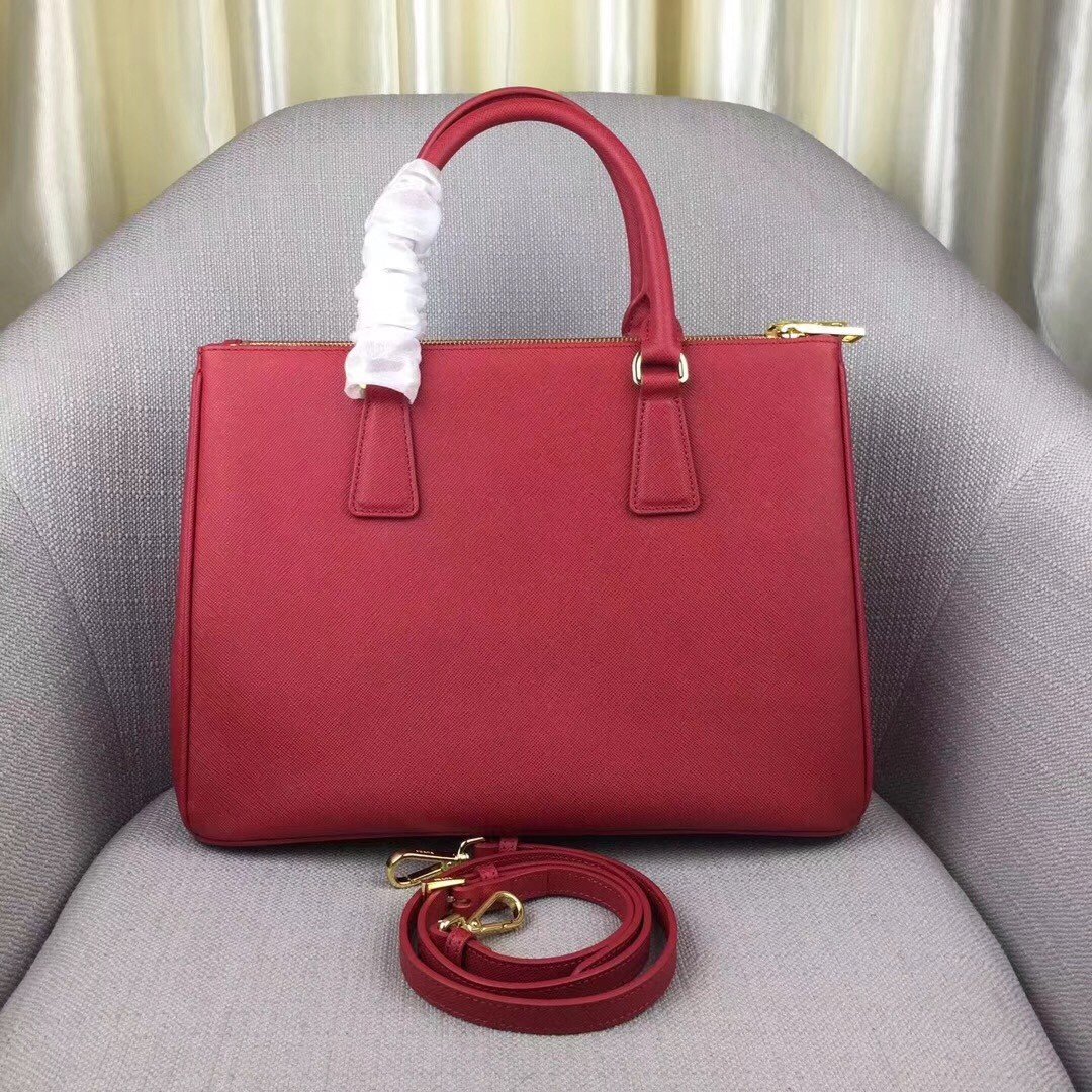 Prada Galleria Large Bag In Red Saffiano Leather