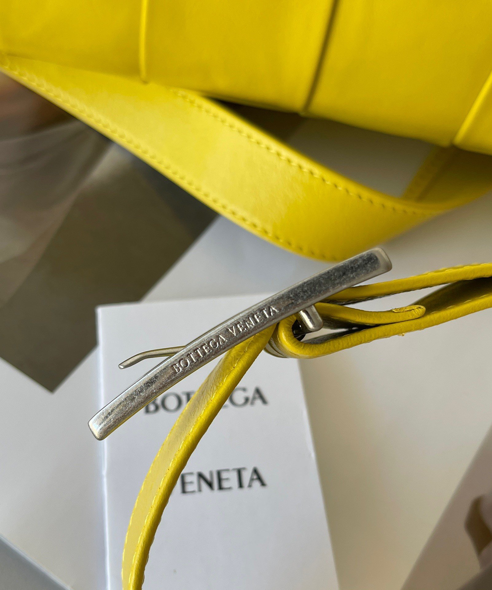 Bottega Veneta Cassette Bag In Yellow Wrinkled Intreccio Calfskin