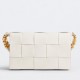 Bottega Veneta Cassette Bag In White Grained Intreccio Calfskin