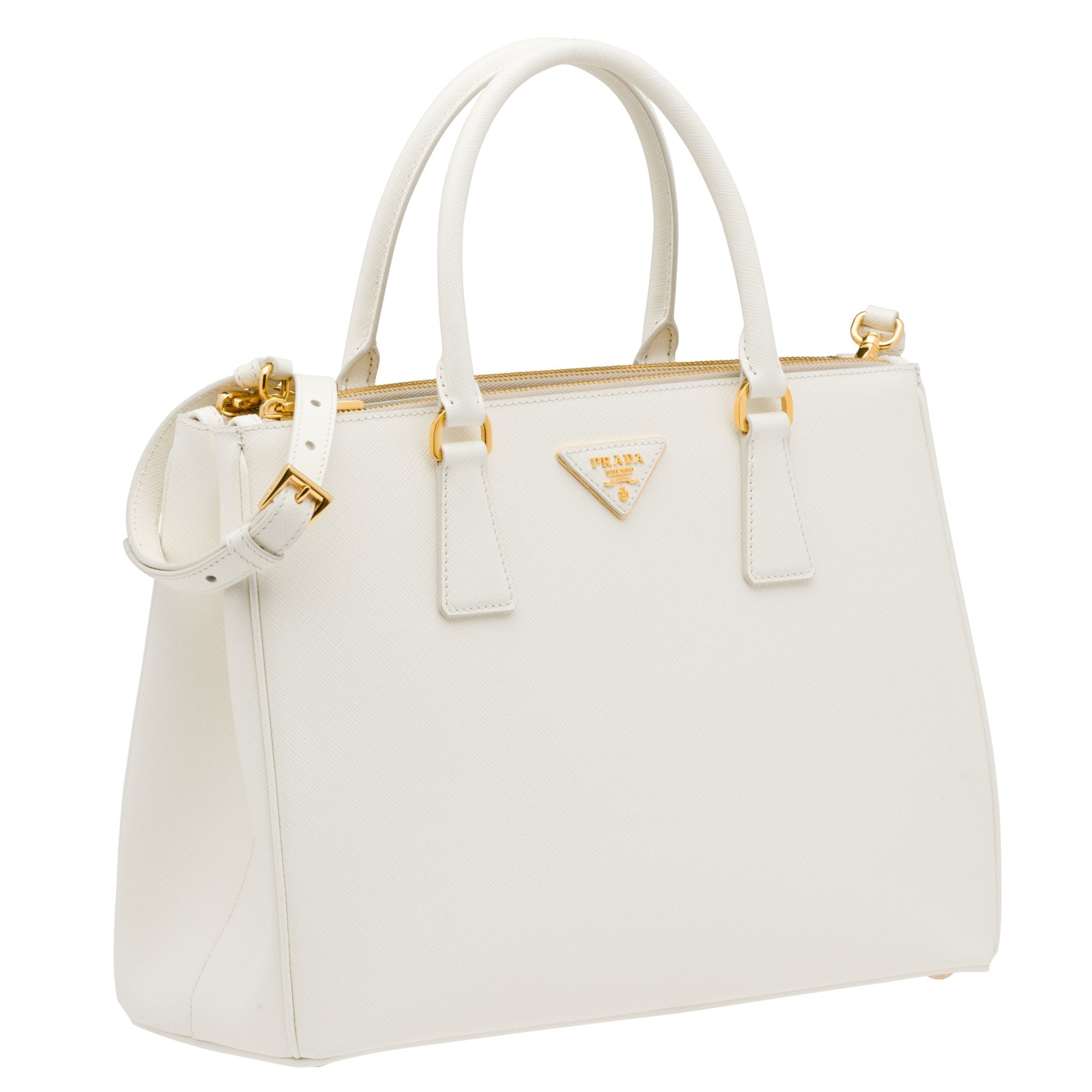 Prada Galleria Large Bag In White Saffiano Leather