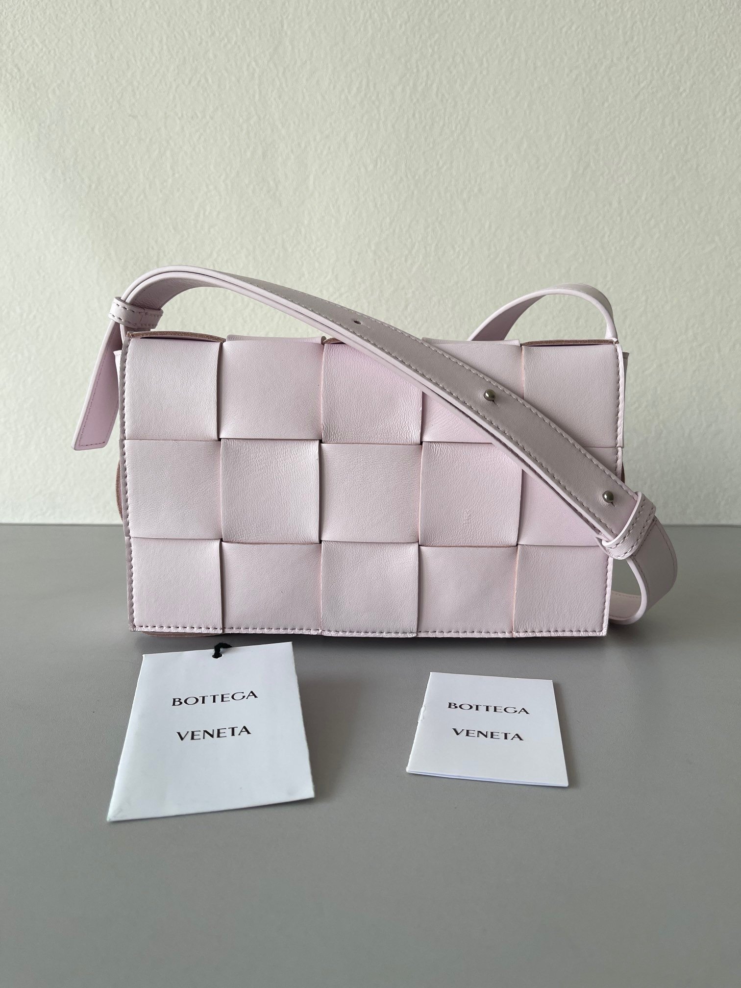 Bottega Veneta Cassette Bag In Bliss Washed Intreccio Lambskin