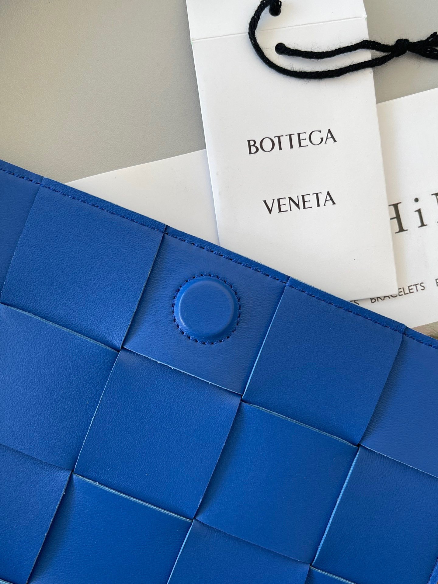 Bottega Veneta Cassette Bag In Blue Intreccio Lambskin