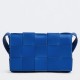 Bottega Veneta Cassette Bag In Blue Intreccio Lambskin