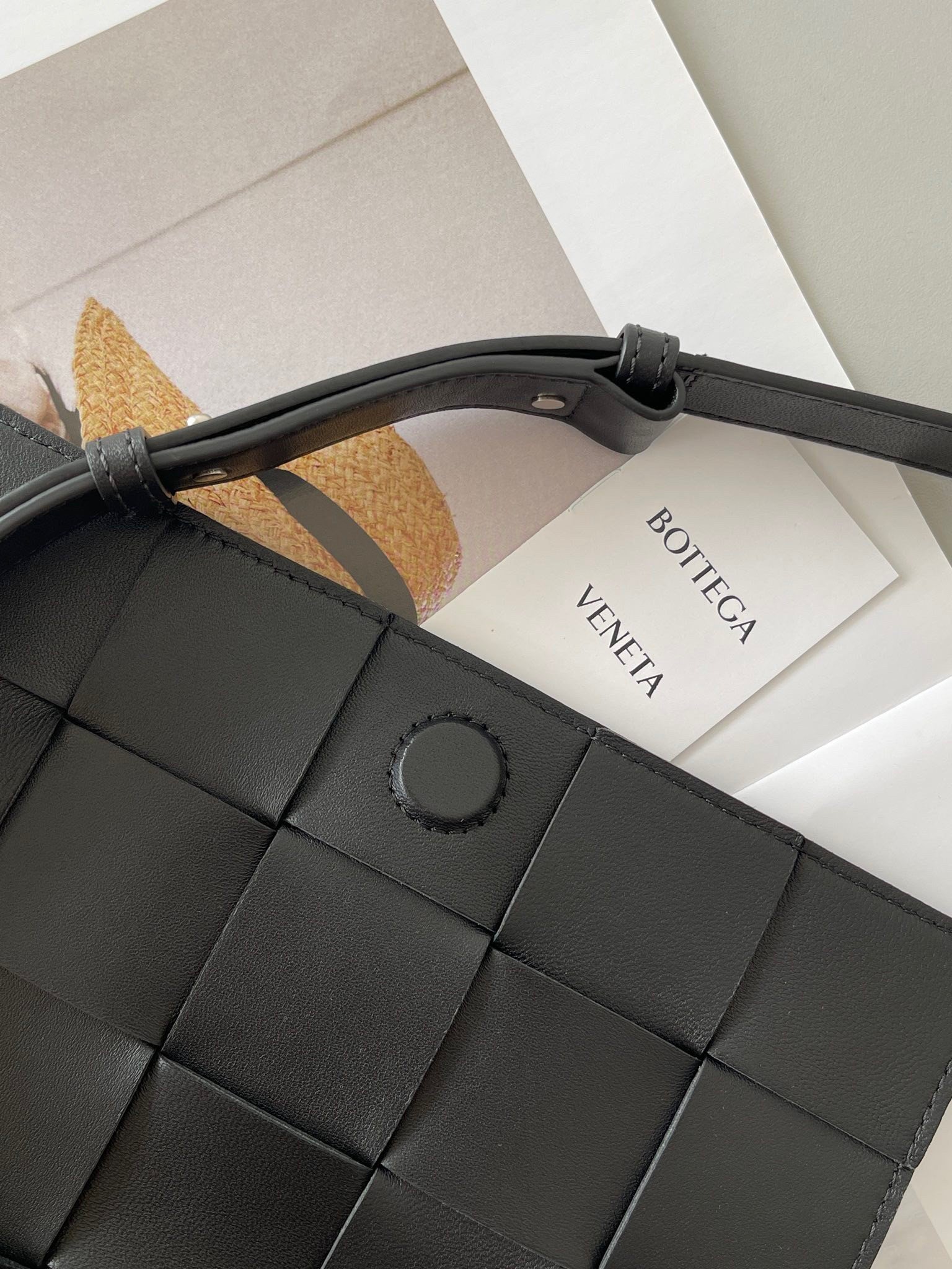 Bottega Veneta Cassette Bag In Black Intreccio Lambskin