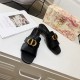 Dior 30 Montaigne Heeled Slides In Black Calfskin