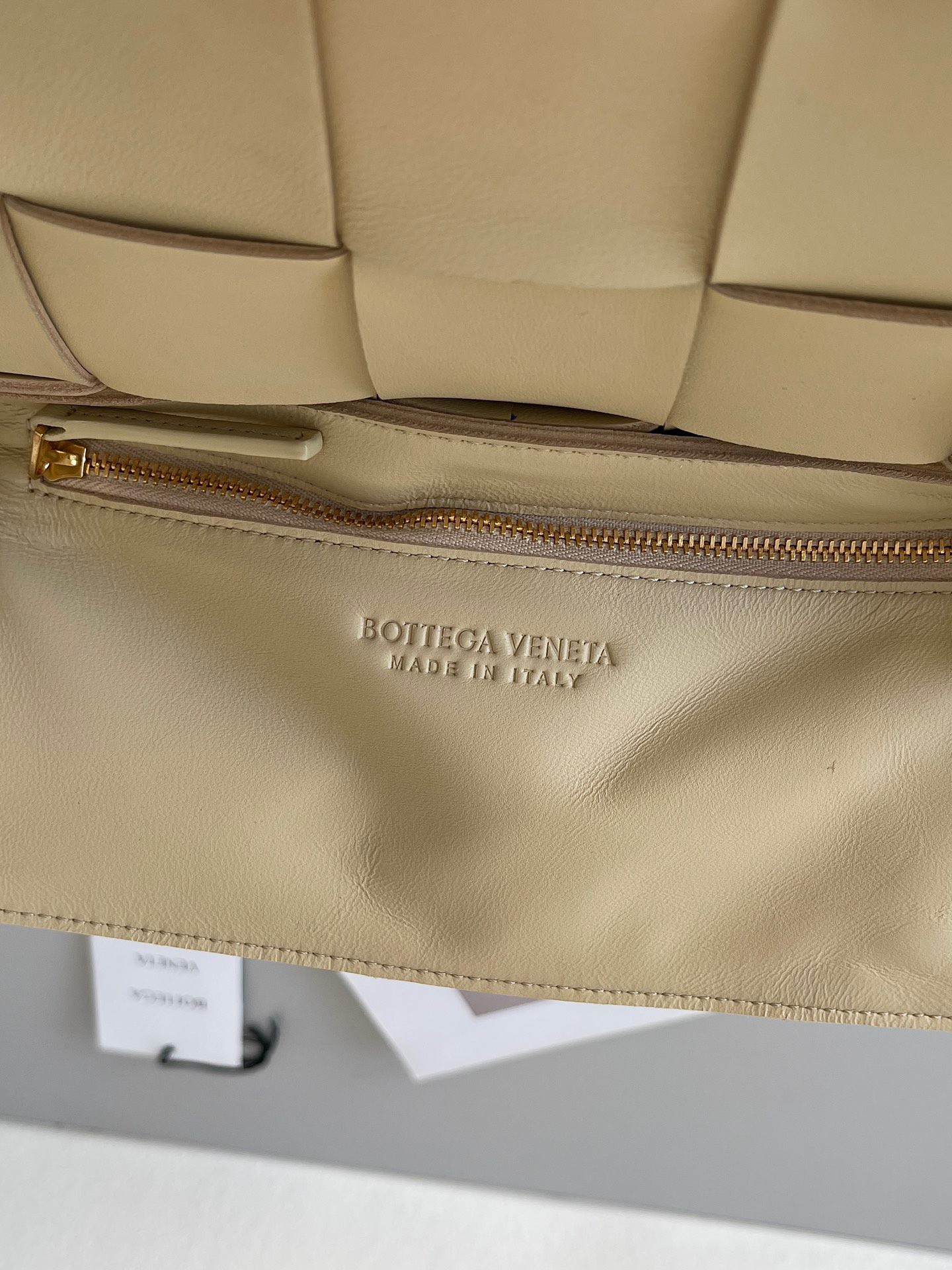 Bottega Veneta Cassette Bag In Porridge Intreccio Lambskin