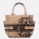 Dior Small Catherine Tote Bag In Beige Jute Canvas with Union Motif