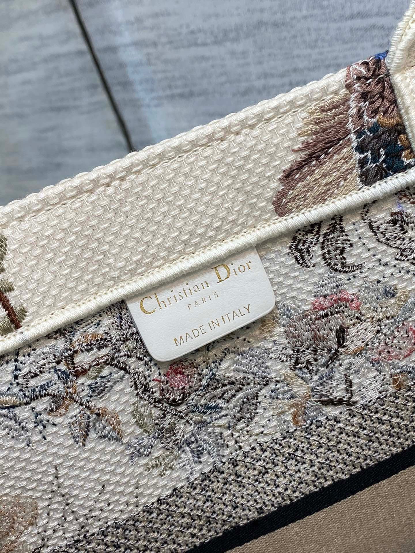 Dior Medium Book Tote Bag In White Jardin d'Hiver Embroidery