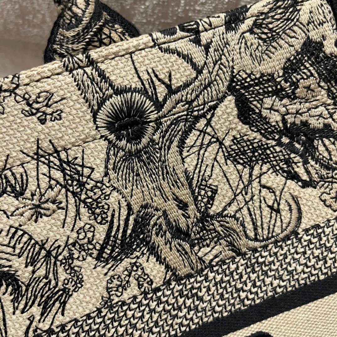 Dior Medium Book Tote Bag In Brown Toile de Jouy Embroidery