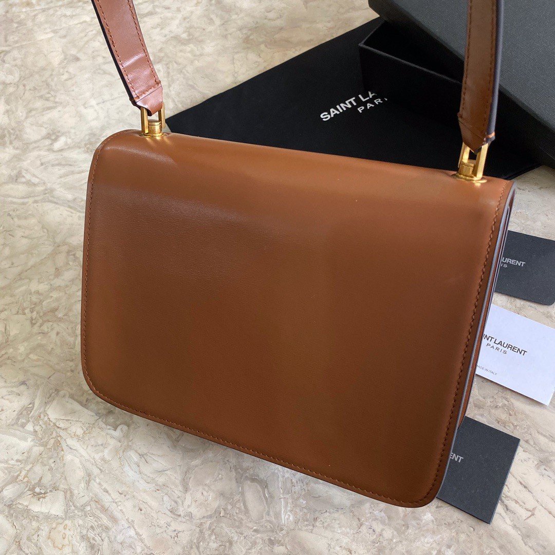 Saint Laurent Le Carre Satchel Bag In Brown Calfskin