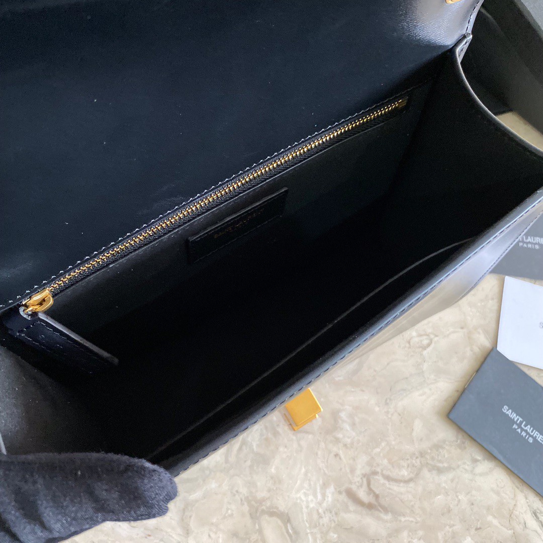 Saint Laurent Le Carre Satchel Bag In Black Calfskin